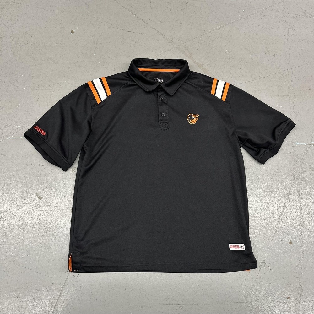 Baltimore Orioles Shirt Mens Large Black MLB Baseball Stitches Performance Polo